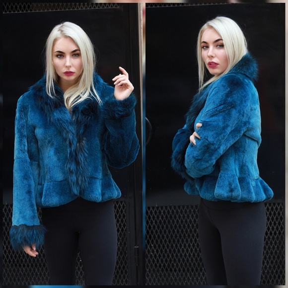 SALE Sexy Blue Rex Rabbit Jacket - Picture 1 of 3